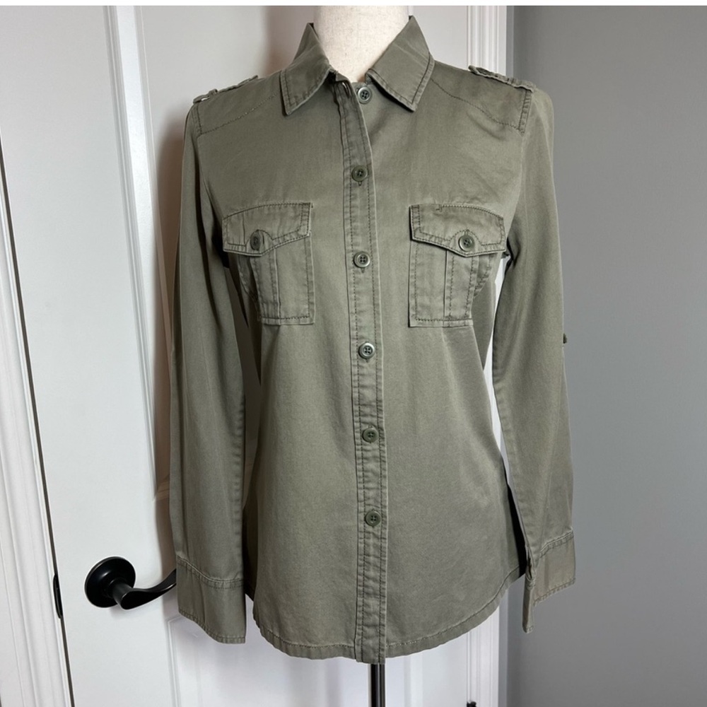 J Crew VNTG Utility Olive green shirt